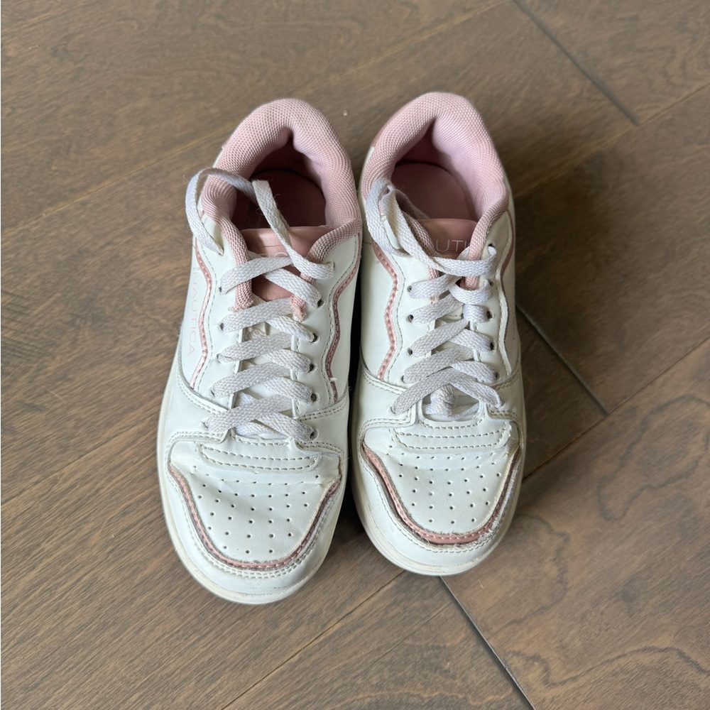 White and Pink Sneakers